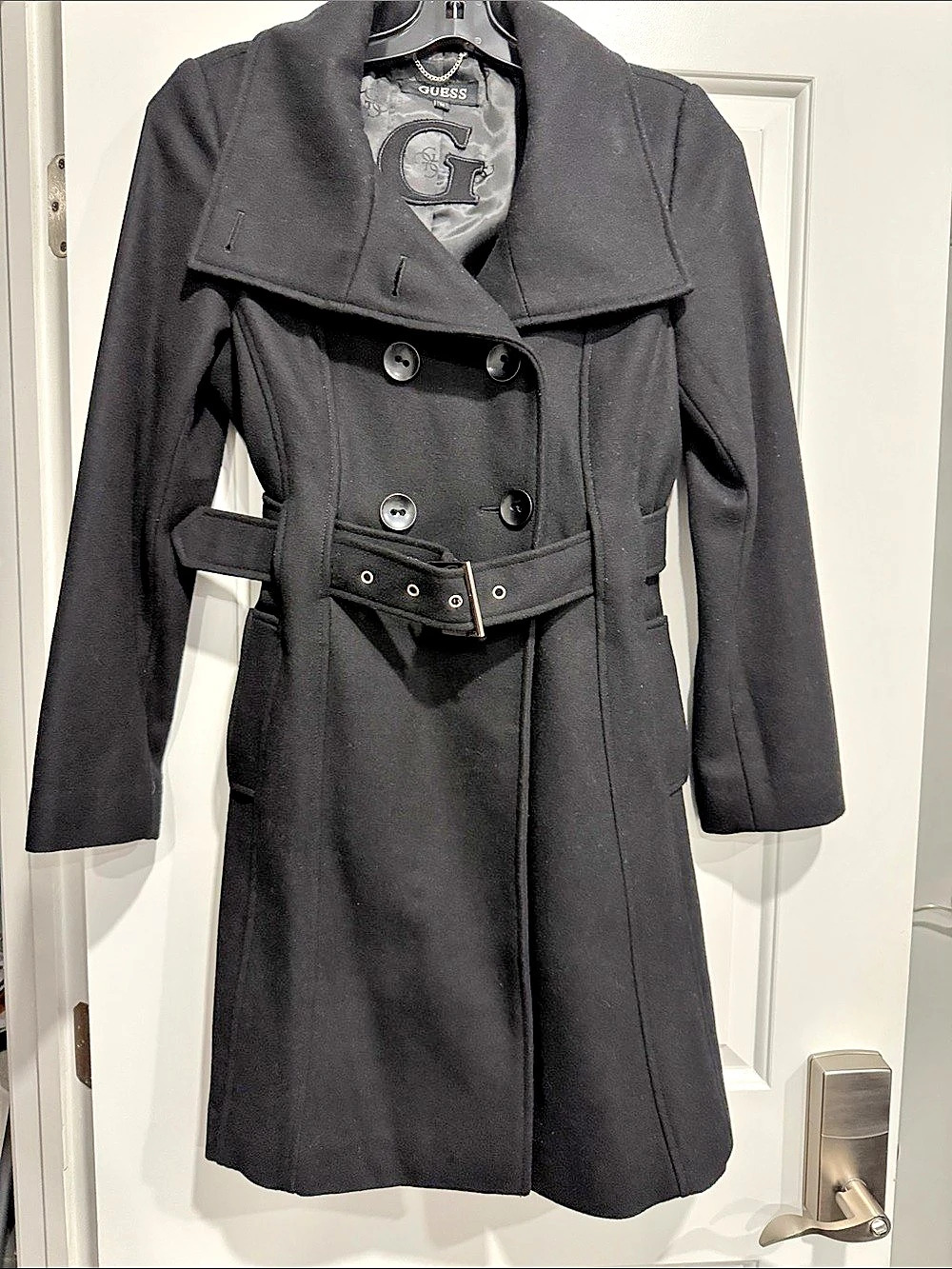 Guess Black Belted Trench Coat